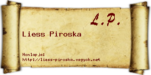Liess Piroska névjegykártya